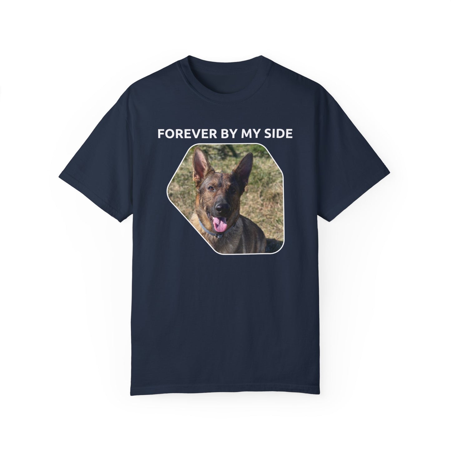Unisex Dog Lover T-Shirt With Sable German Shepherd and Caption Forever By My Side