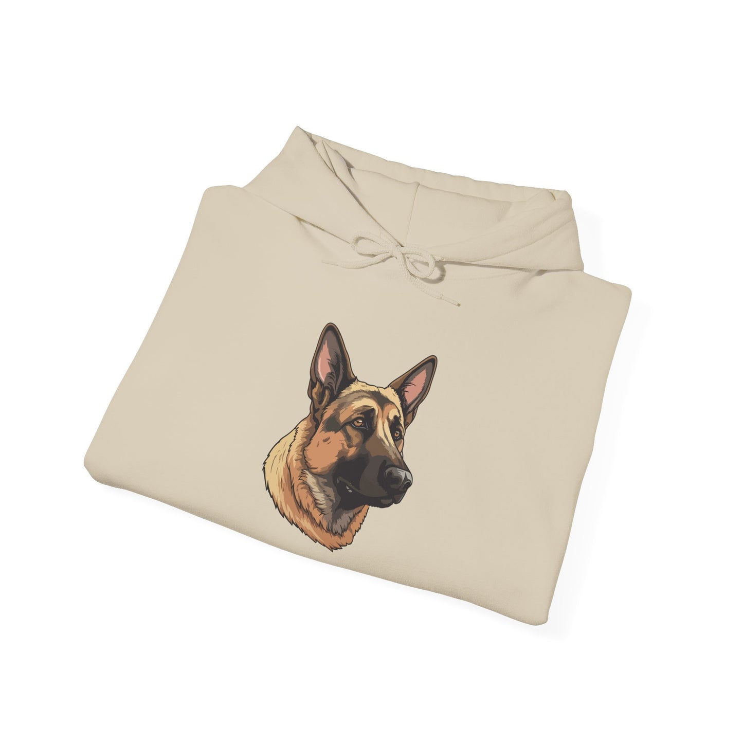 Unisex Dog Lover Hoodie With a Close Up Graphic of Serious German Shepherd