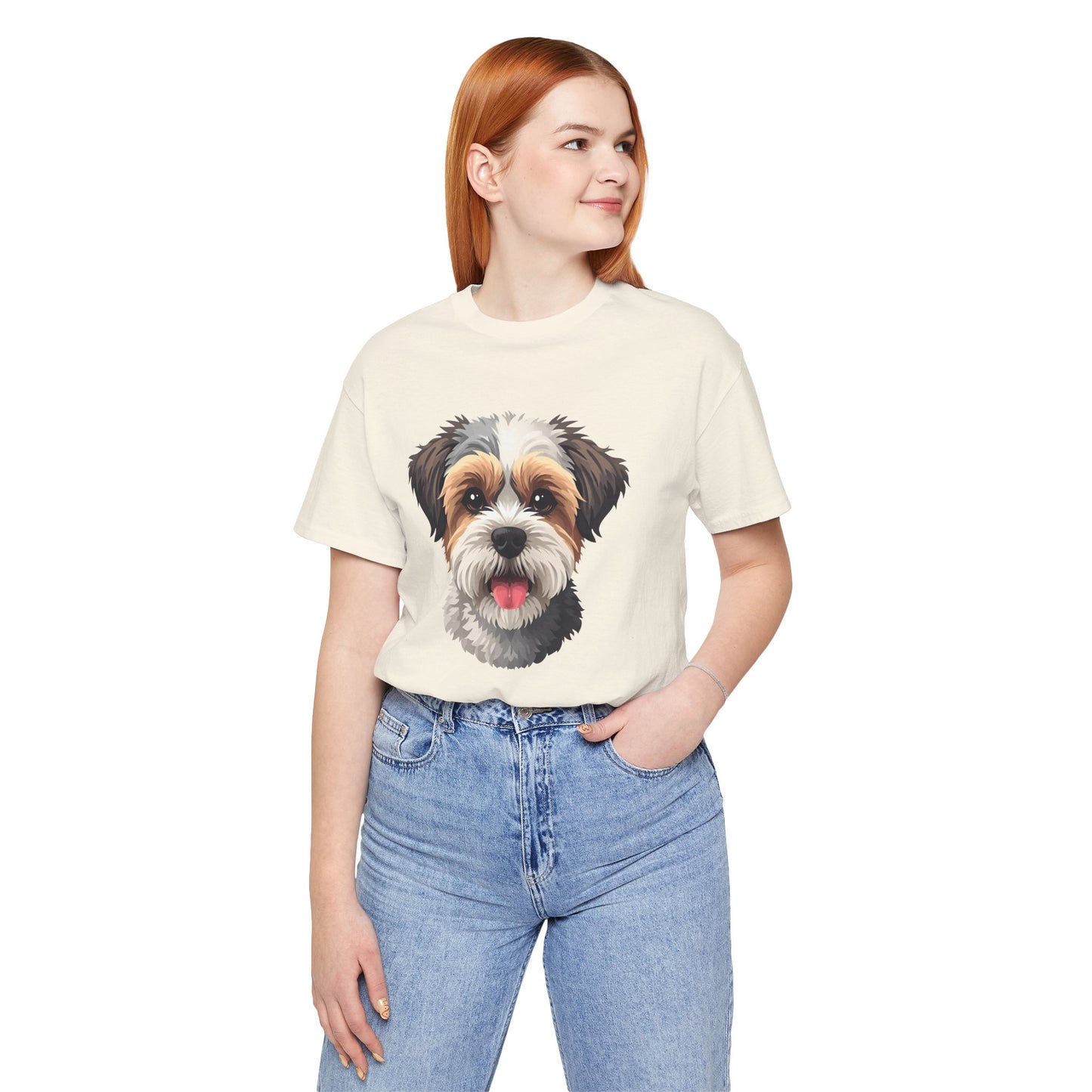 Unisex Dog Lover T-Shirt Featuring a 3D Design of Cute Fluffy Bichon Frise Mix | Gift for Dog Owners