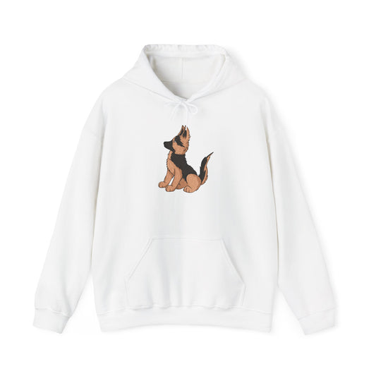 Unisex Dog Lover Hoodie With a Graphic of Cute German Shepherd Puppy Looking Upward
