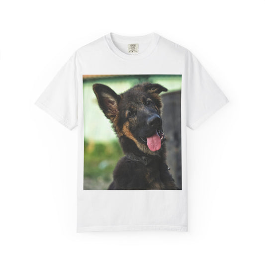 Happy Dog Graphic Unisex T-Shirt Featuring Cute German Shepherd Puppy