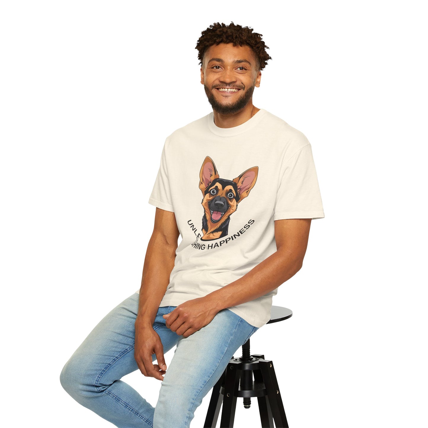 Happy Dog Graphic Tee, Unisex German Shepherd Puppy T-Shirt - Unleashing Happiness, Pet Lover Gift, Animal Lovers Apparel, Unique Dog Lover Shirt