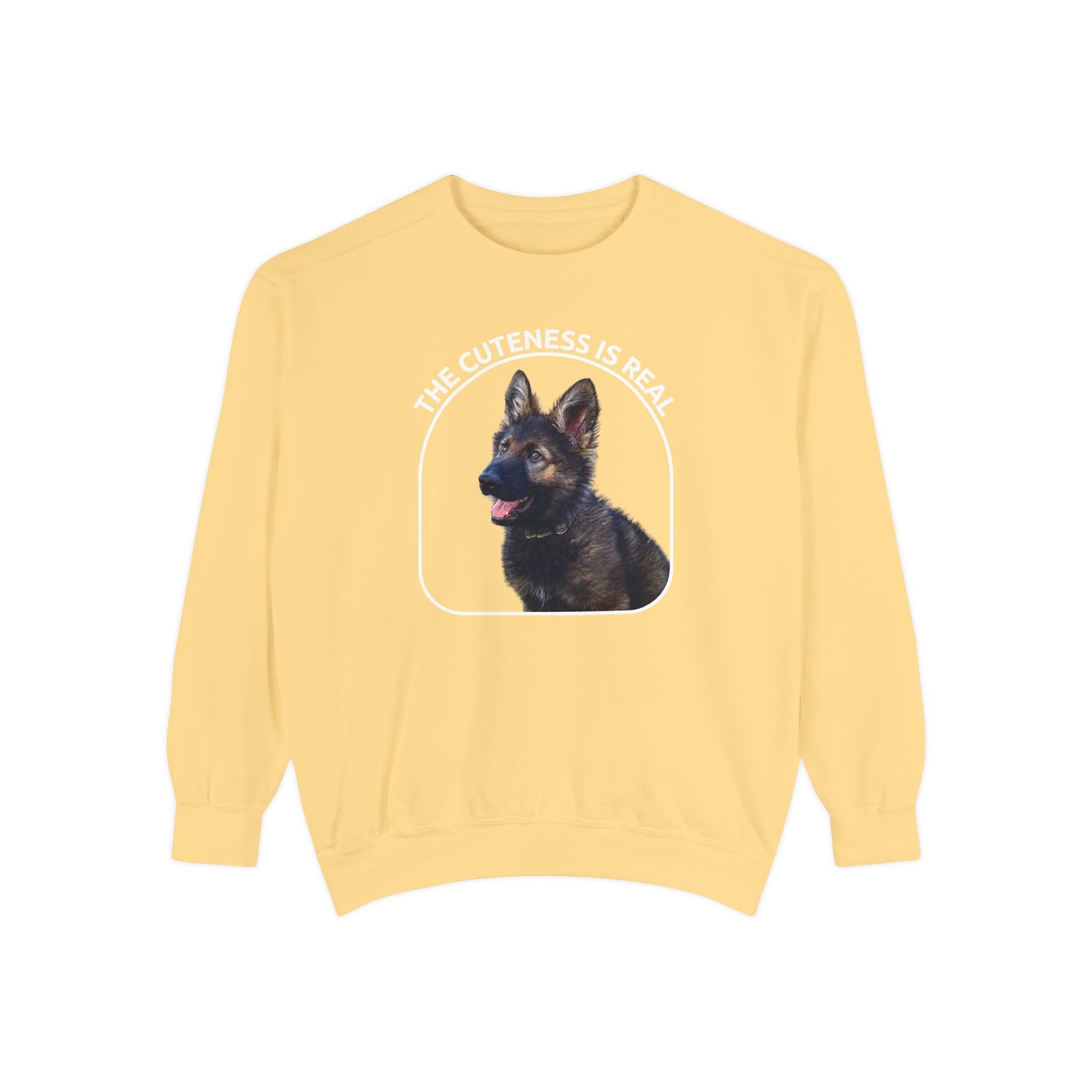 Unisex Dog Lover Sweatshirt With a Cute German Shepherd Puppy and Caption The Cuteness Is Real