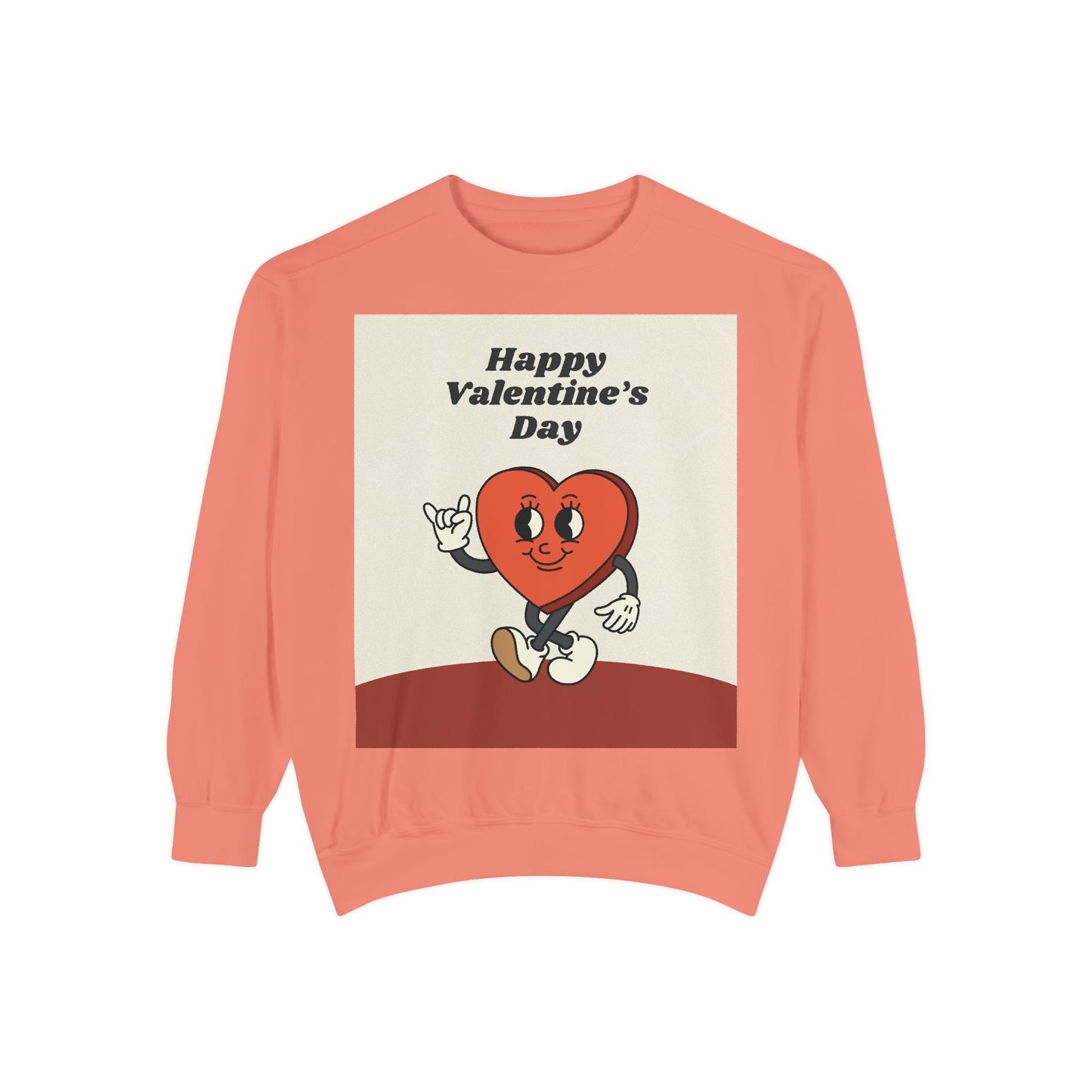 Unisex Valentine's Day Sweatshirt With a Heart Character and Caption Happy Valentine's Day