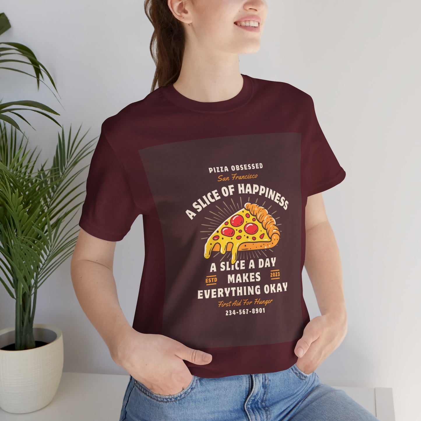 Pizza Lover's Happiness Tee, Fun Unisex T-Shirt, Casual Wear, Gift for Foodies, Pizza Party Attire, Comfortable Daily Shirt