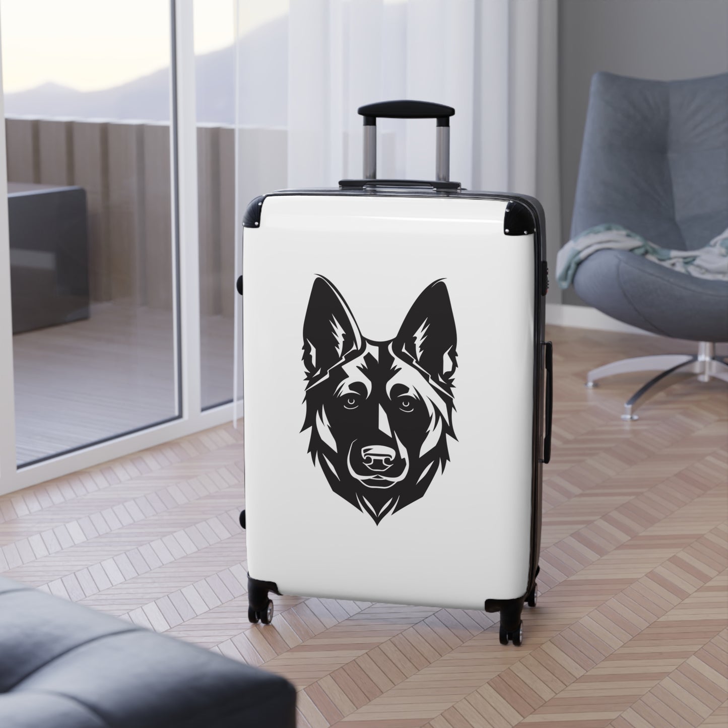 Stylish Dog-Lover Suitcase with German Shepherd Design - Ideal for Travel and Pet Owners
