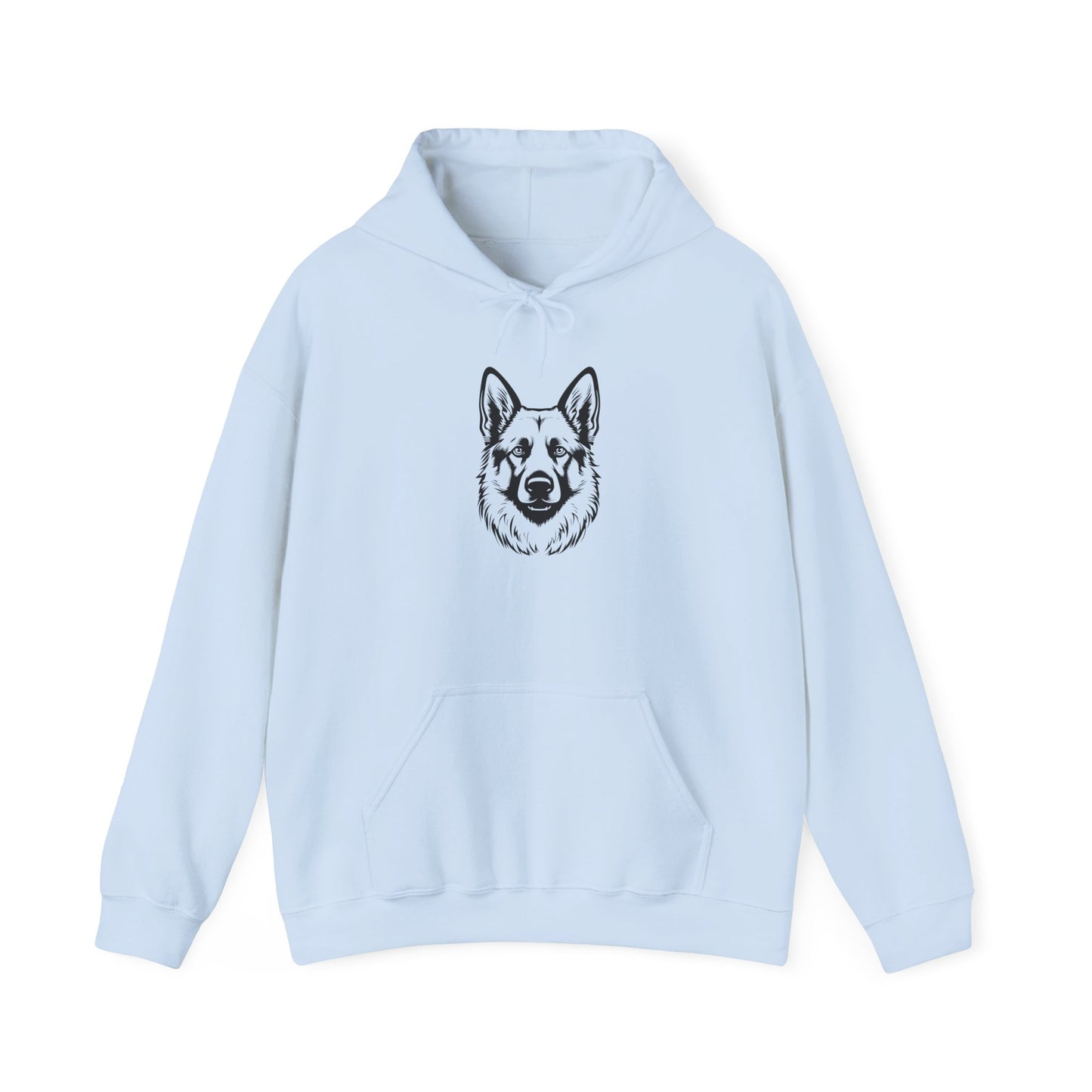 Unisex Dog Lover Hoodie With a Close Up Graphic of Black and Transparent German Shepherd