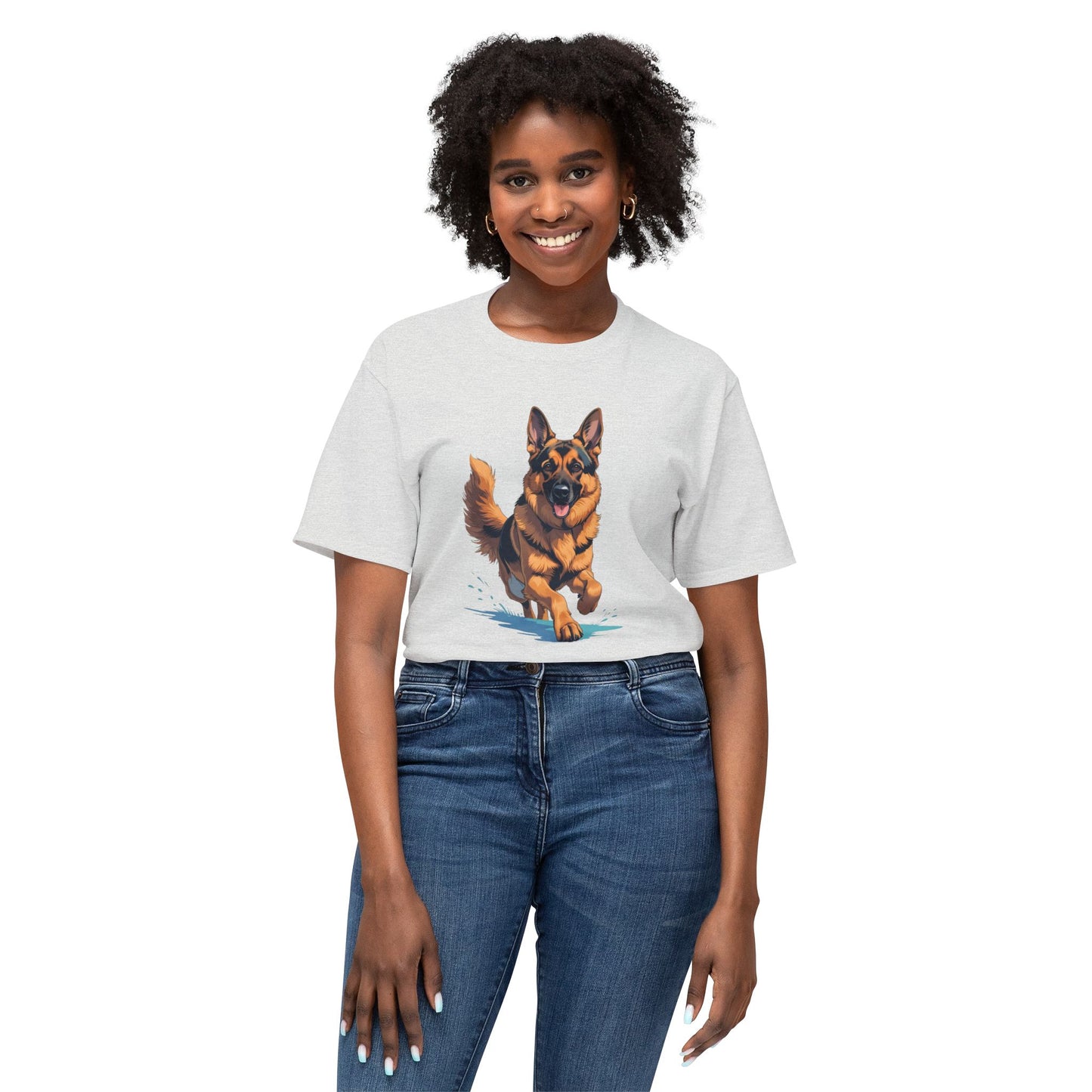 Running German Shepherd Dog Unisex HD Cotton™ T-shirt, Pet Lover Gift, Casual Wear, Animal Print Apparel, Funny Dog Shirt