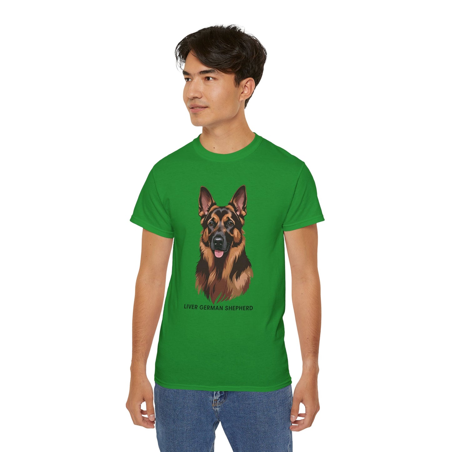 Liver German Shepherd Tee, Dog Lover Shirt, Pet Owner Gift, Animal Print T-Shirt, Unisex Graphic Tee, Birthday Present for Dog Lovers