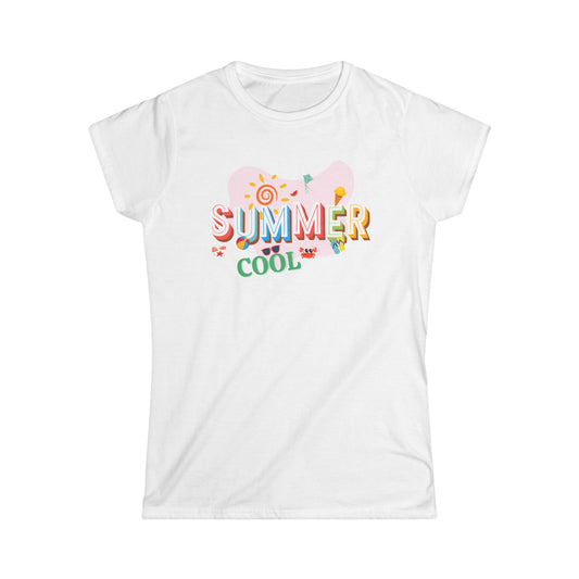 Summer Cool Women's Softstyle Tee, Casual Summer Shirt, Beachwear, Gift for Her, Trendy Graphic Tee