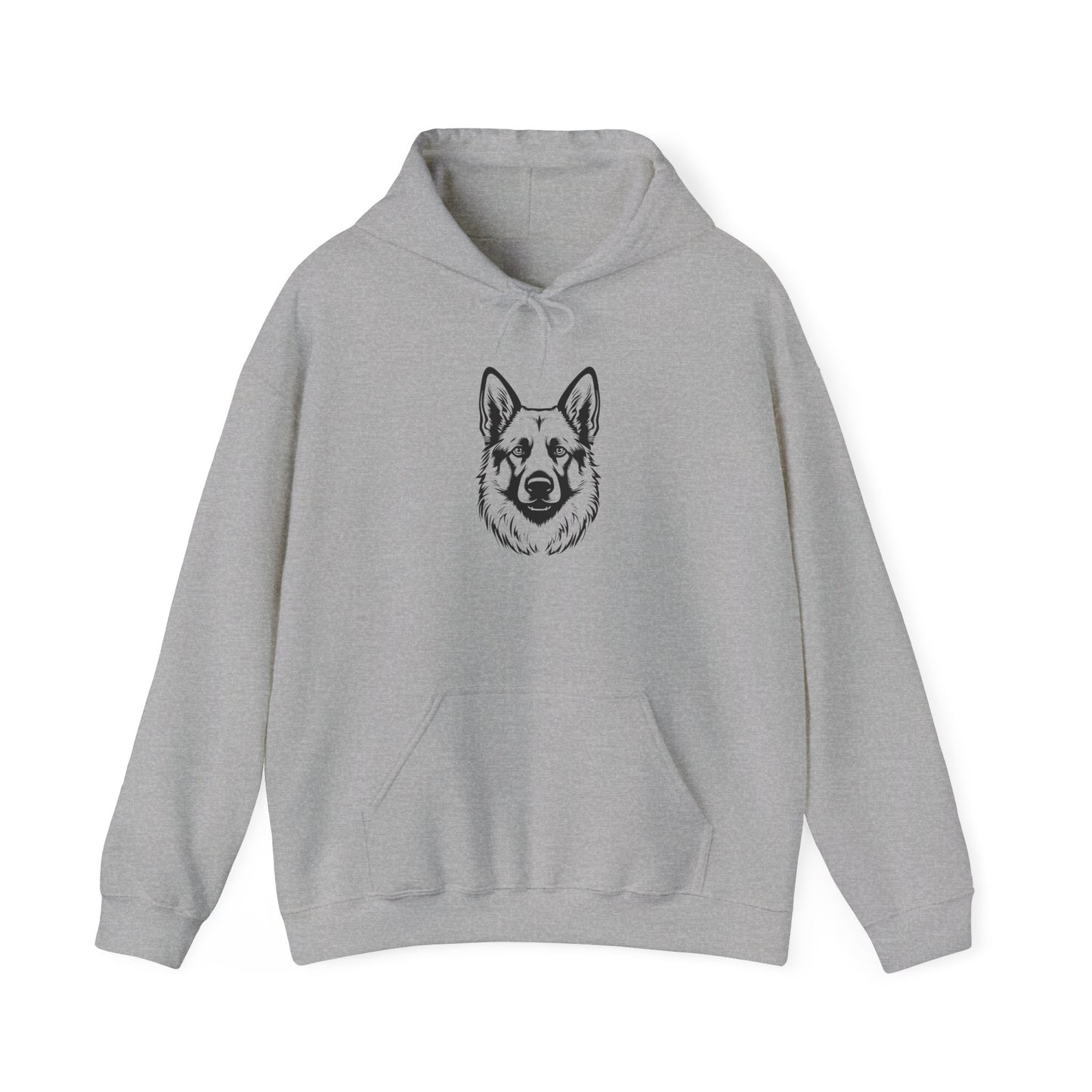 Unisex Dog Lover Hoodie With a Close Up Graphic of Black and Transparent German Shepherd