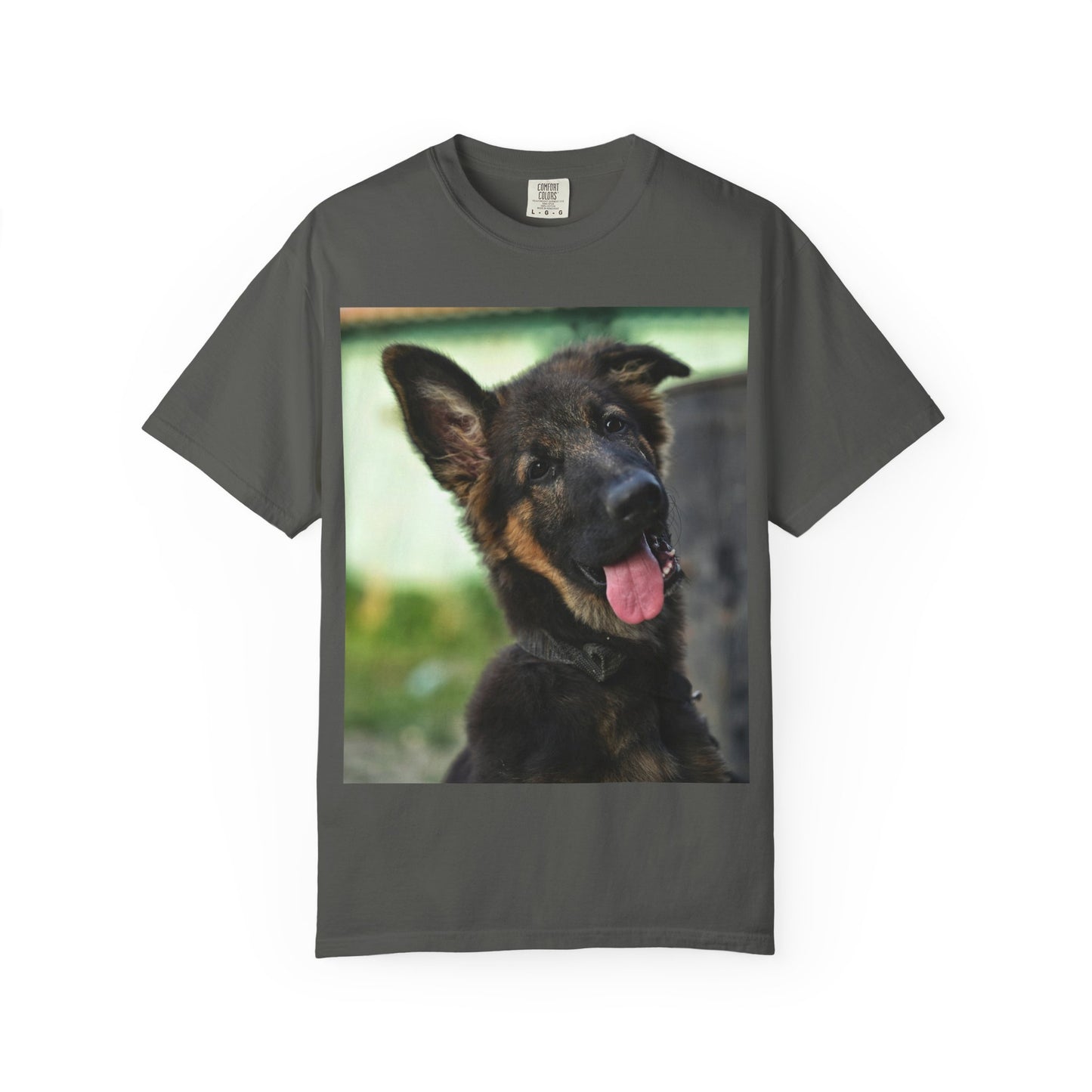 Happy Dog Graphic Unisex T-Shirt Featuring Cute German Shepherd Puppy