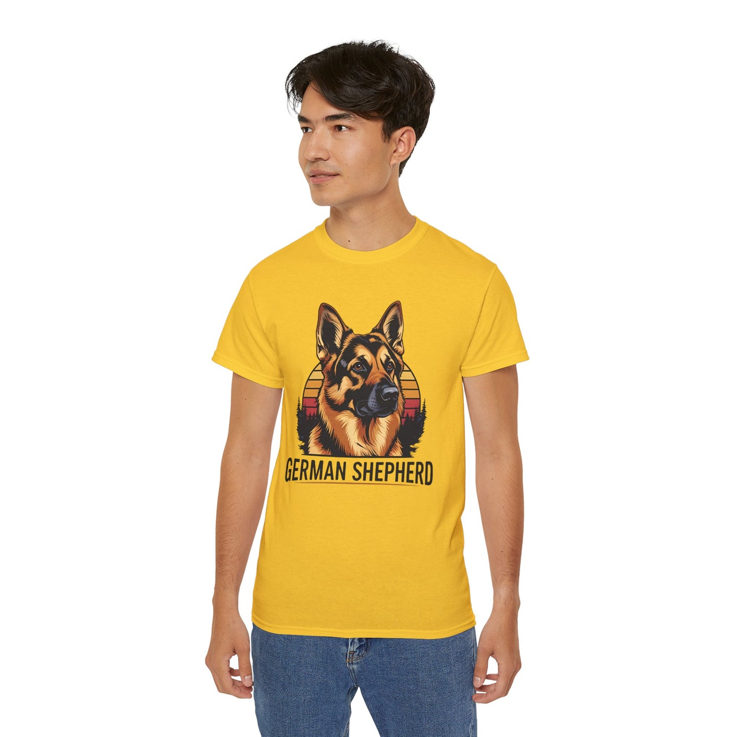 German Shepherd Ultra Cotton Tee, Dog Lover Gift, Retro Design, Pet Owner Shirt, Animal Apparel, Birthday Gift, Casual Wear