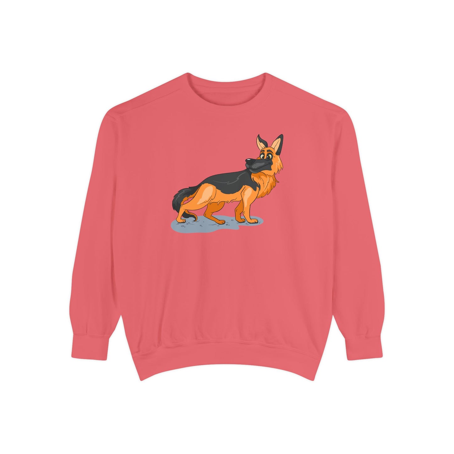 Unisex Dog Lover Sweatshirt With a Cartoon of Astonished German Shepherd Turning His Head