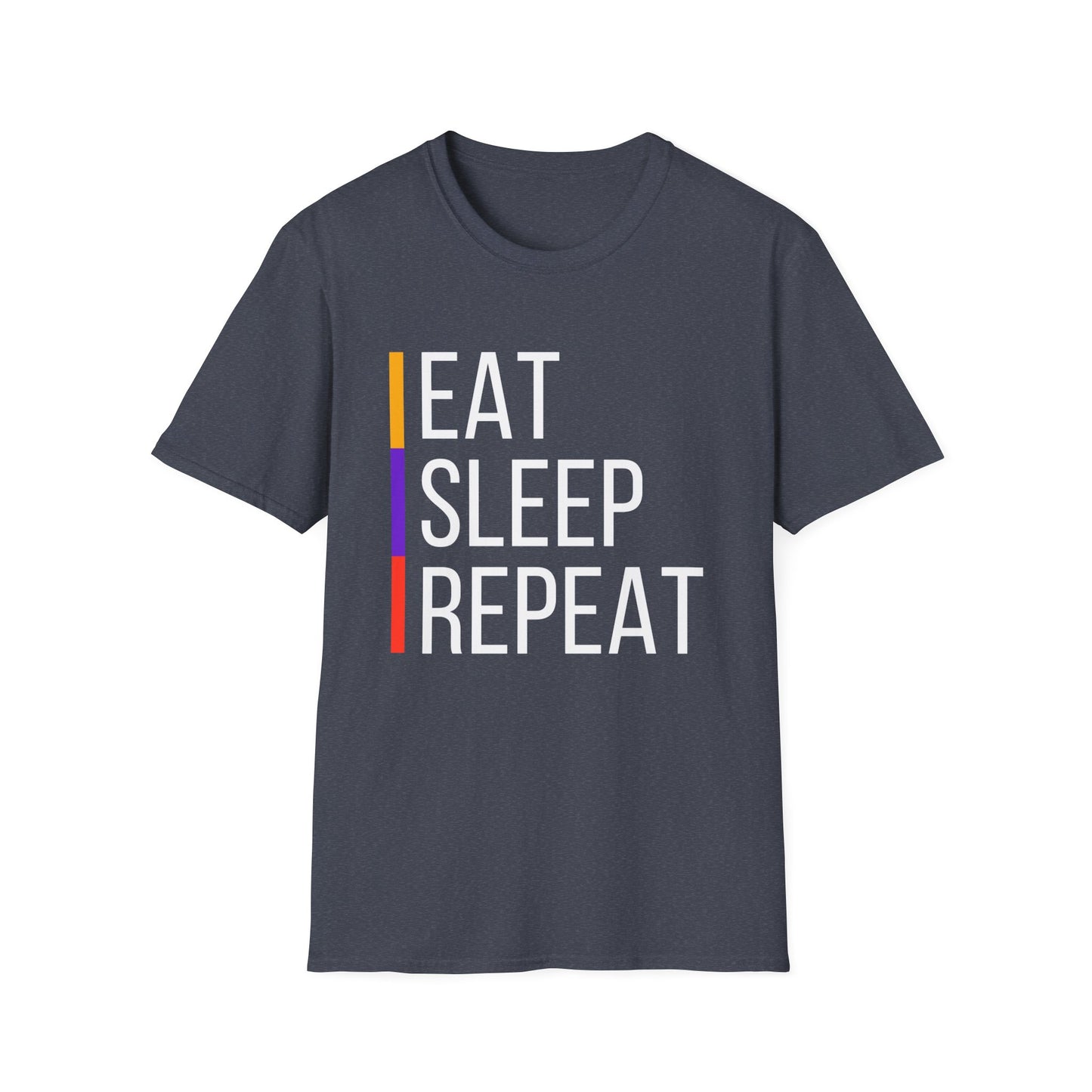 Eat Sleep Repeat Unisex Softstyle T-Shirt - Perfect for Casual Outings, Funny Gift, Relaxation Apparel, Everyday Wear, Motivational Tee