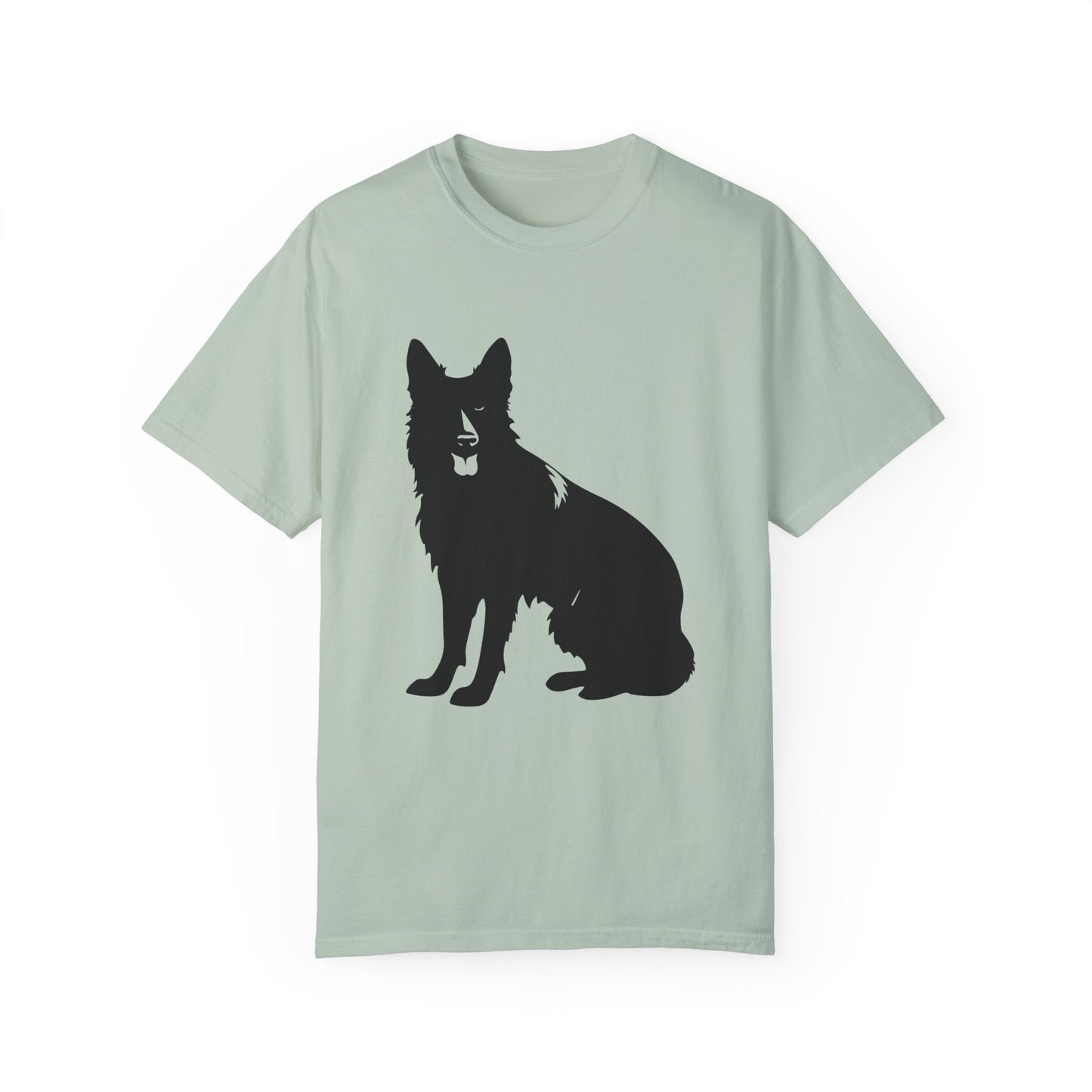 Unisex T-shirt With Graphic of Black German Shepherd Sloppy Sitting
