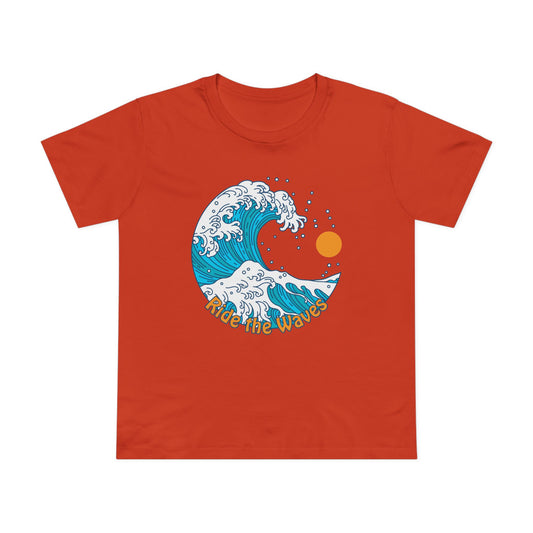 Women's Relaxed Fit Maple Tee - Ride the Waves, Surf Inspired Top, Casual Beachwear, Perfect Gift for Ocean Lovers