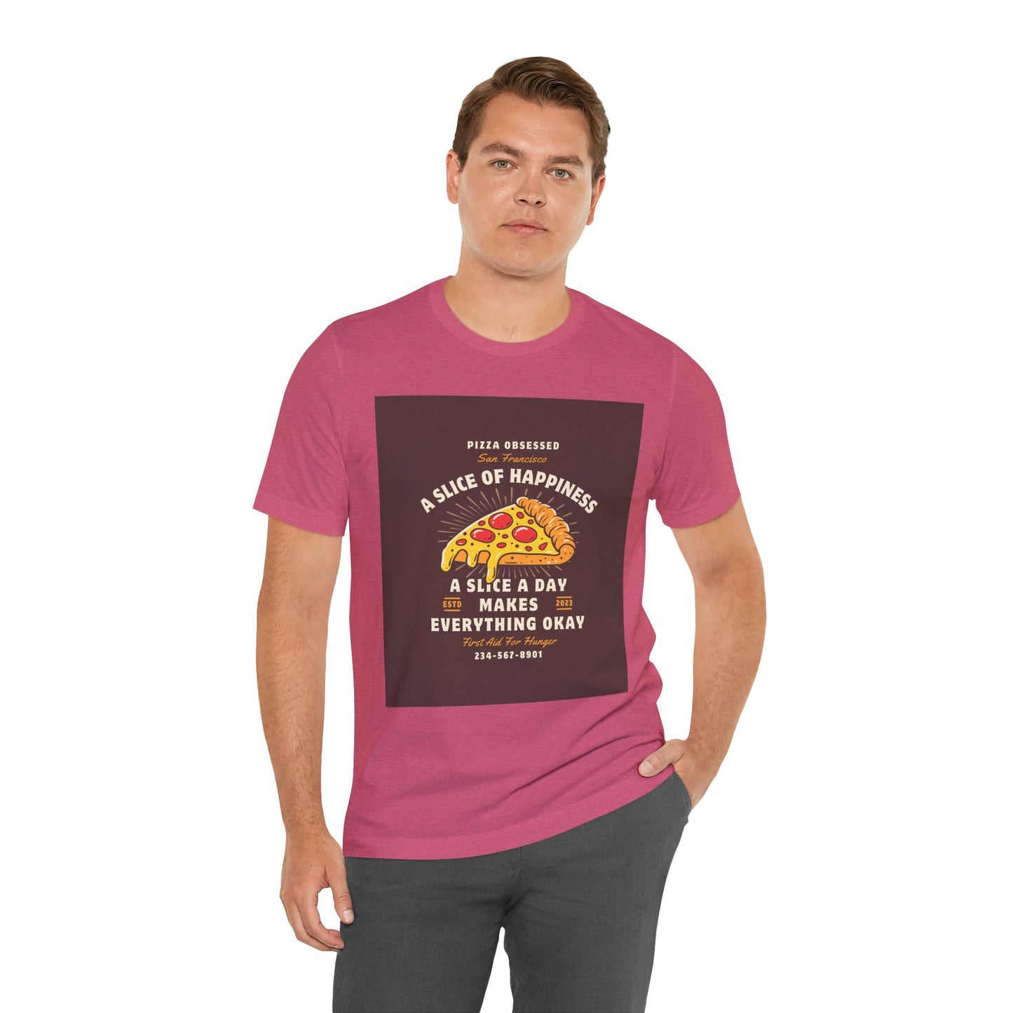 Pizza Lover's Happiness Tee, Fun Unisex T-Shirt, Casual Wear, Gift for Foodies, Pizza Party Attire, Comfortable Daily Shirt