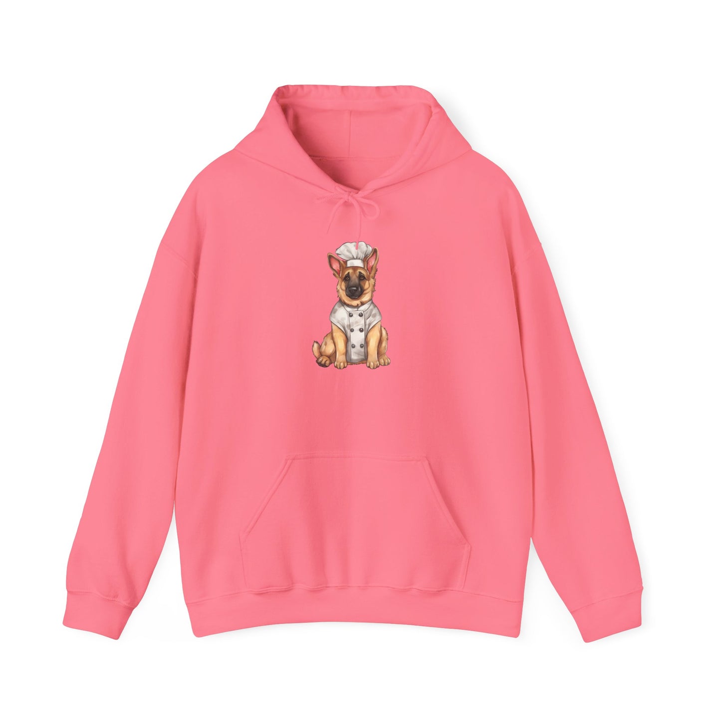 Unisex Dog Lover Hoodie With a Graphic of German Shepherd Wearing Chef Suit