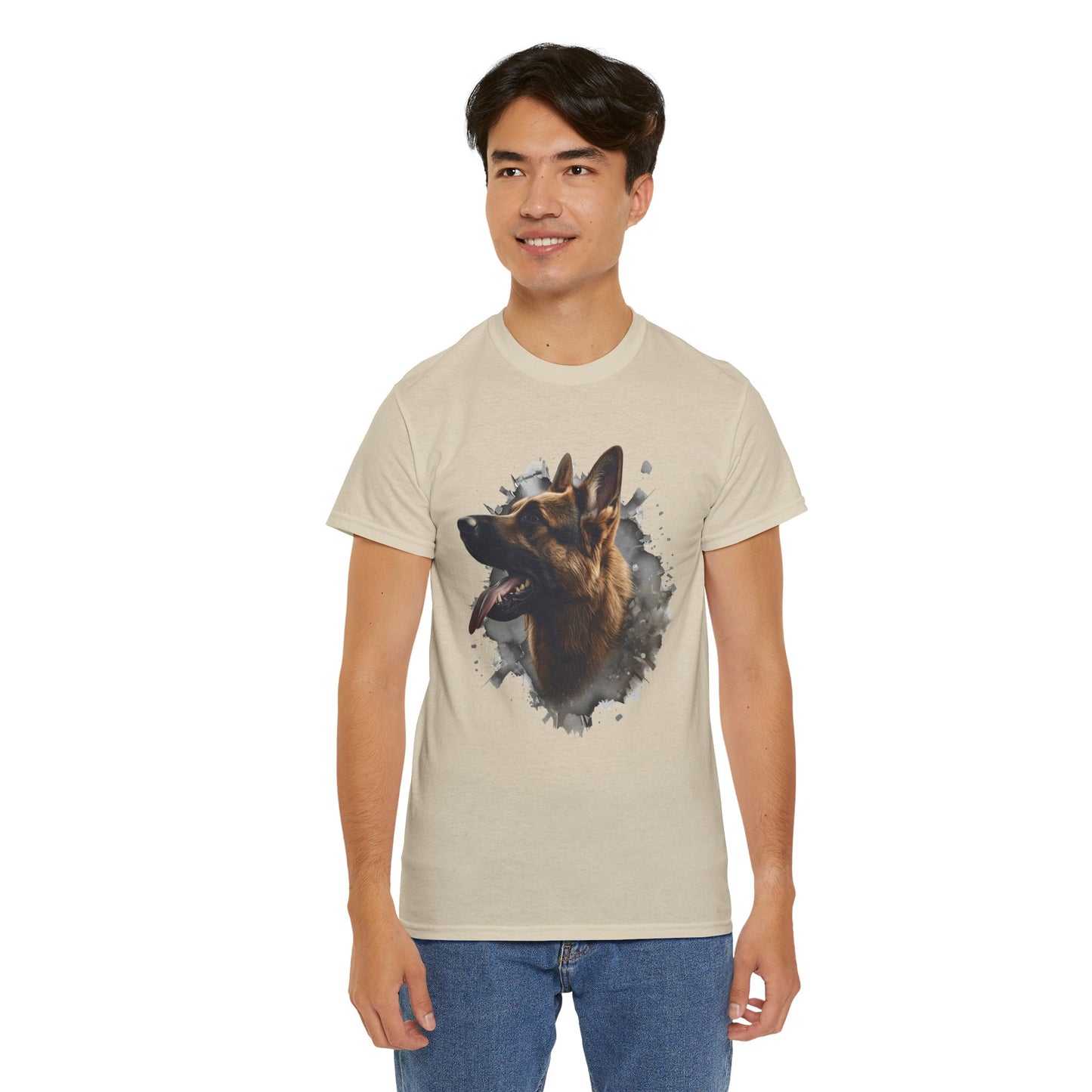 German Shepherd Lover Tee With 3D Design, Unisex Cotton Shirt, Dog T-Shirt, Pet Lovers Gift, Animal Enthusiast Apparel