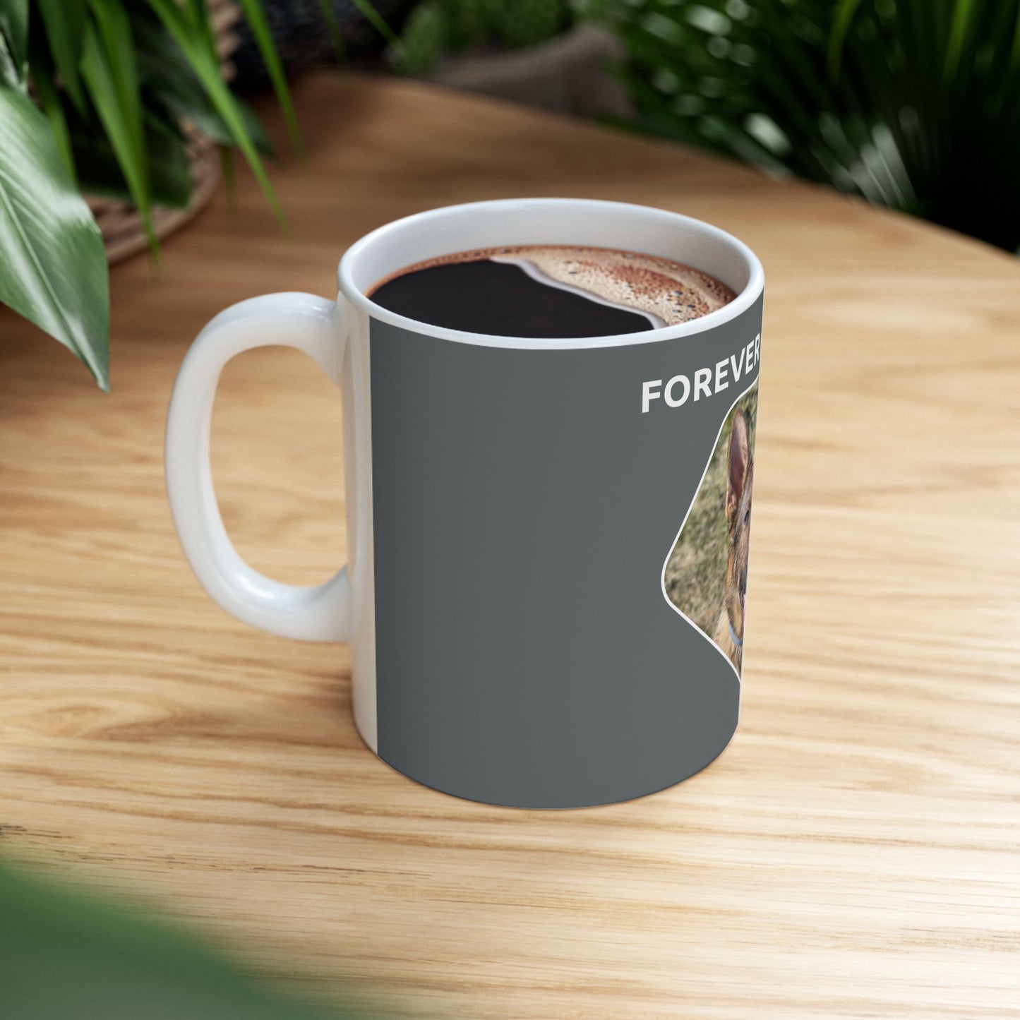Ceramic Dog Lover Mug With a Sable German Shepherd and Caption Forever By My Side