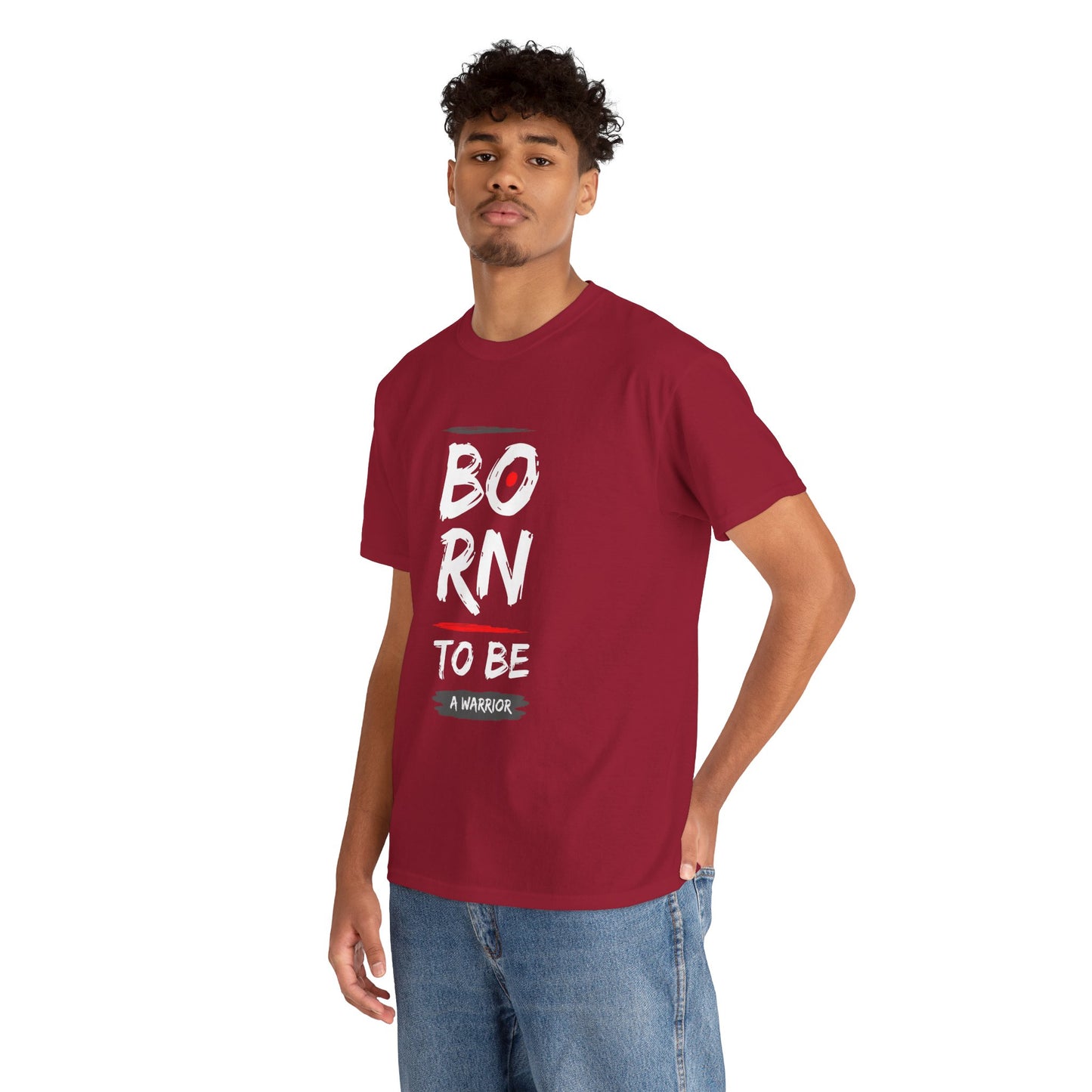 Born to Be a Warrior Unisex Heavy Cotton Tee, Inspirational Shirt for Veterans, Motivational Gift, Fitness Apparel, Casual Wear