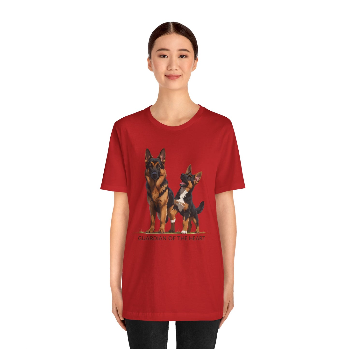 German Shepherd and Puppy Tee - Guardian of the Heart, Gifting for Pet Owners, Cute Graphic Shirt, Perfect for Birthdays, Dog-Themed Apparel