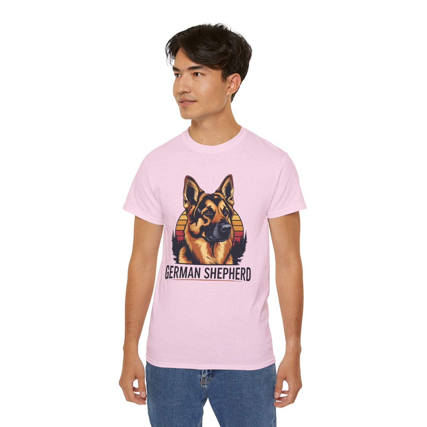 German Shepherd Ultra Cotton Tee, Dog Lover Gift, Retro Design, Pet Owner Shirt, Animal Apparel, Birthday Gift, Casual Wear