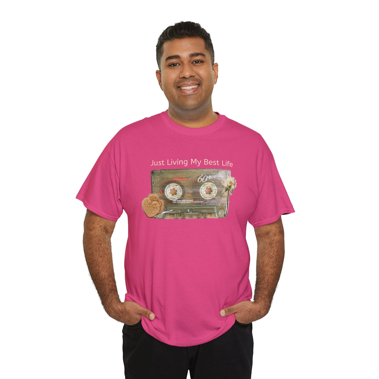 Just Living My Best Life Tee, Vintage Cassette T-Shirt, Casual Wear, Gift for Friends, Music Lover's Apparel