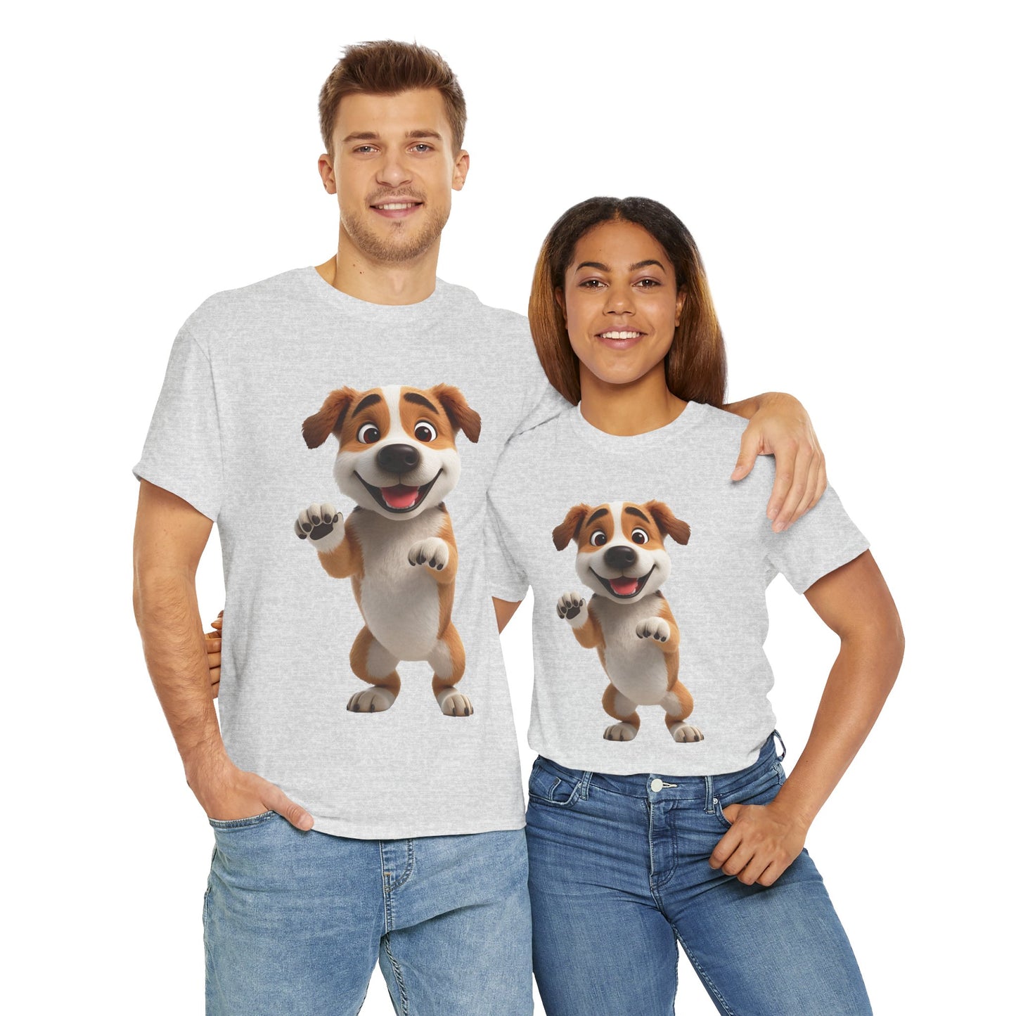 Cute Dog 3D Graphic Tee, Unisex Heavy Cotton T-Shirt, Dog Lover Gift, Fun Casual Wear