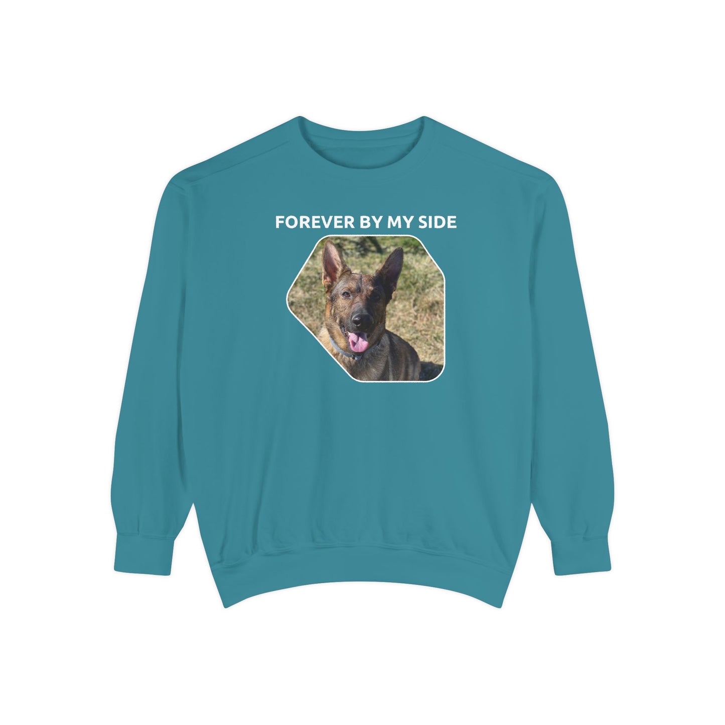 Unisex Dog Lover Sweatshirt With a Sable German Shepherd and Caption Forever By My Side