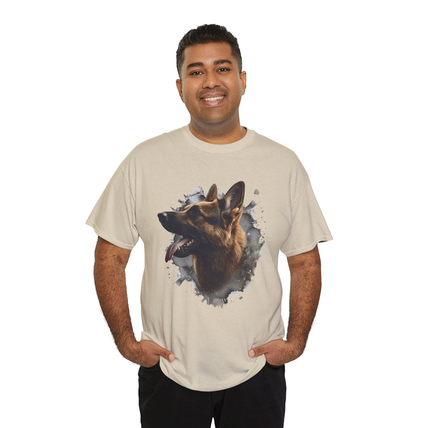 German Shepherd Lover Tee With 3D Design, Unisex Cotton Shirt, Dog T-Shirt, Pet Lovers Gift, Animal Enthusiast Apparel