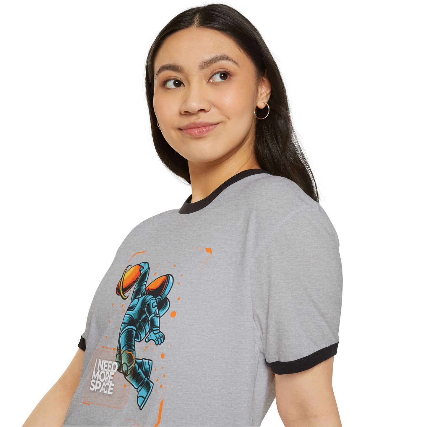 Retro Space Ringer T-Shirt - "I Need More Space", Unisex Graphic Tee, Vintage Style Shirt for Space Lovers, Cool Gift for Him/Her, Fun Everyday Wear
