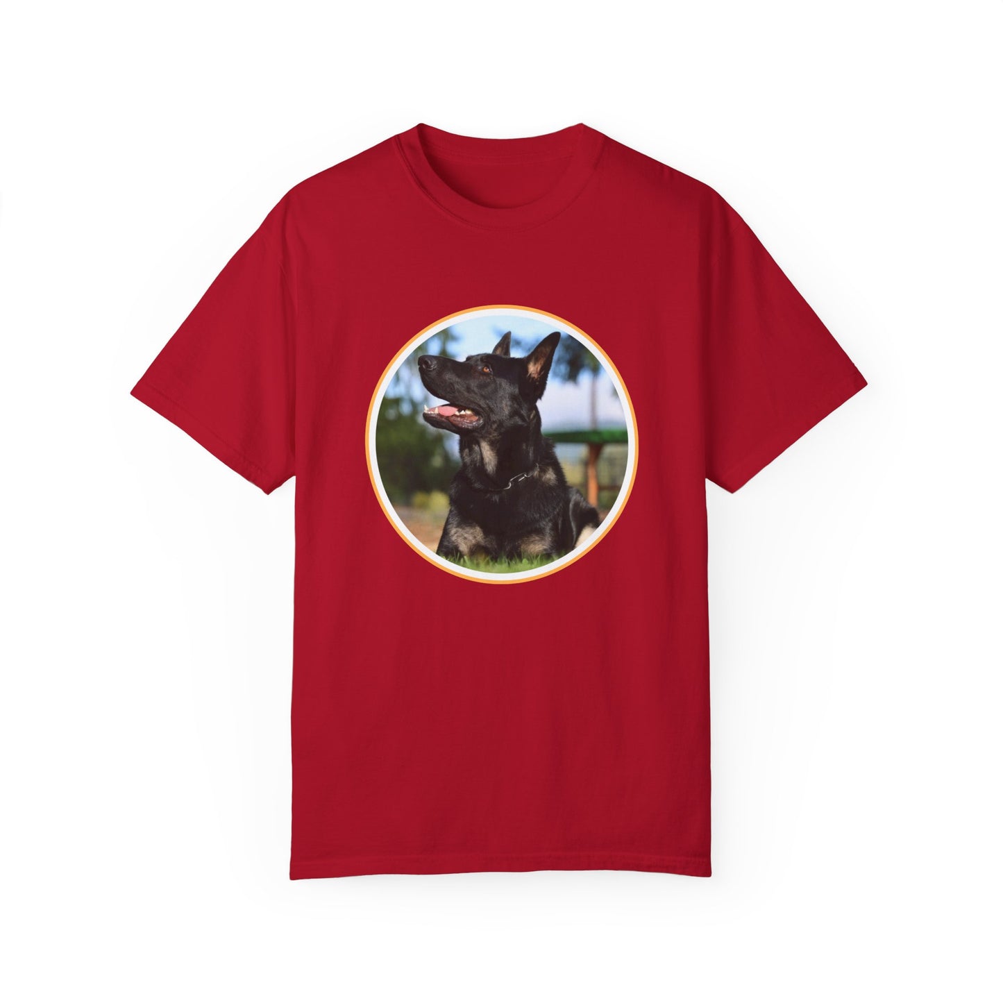 Unisex T-Shirt With Bicolor Working Line German Shepherd Sitting On The Ground