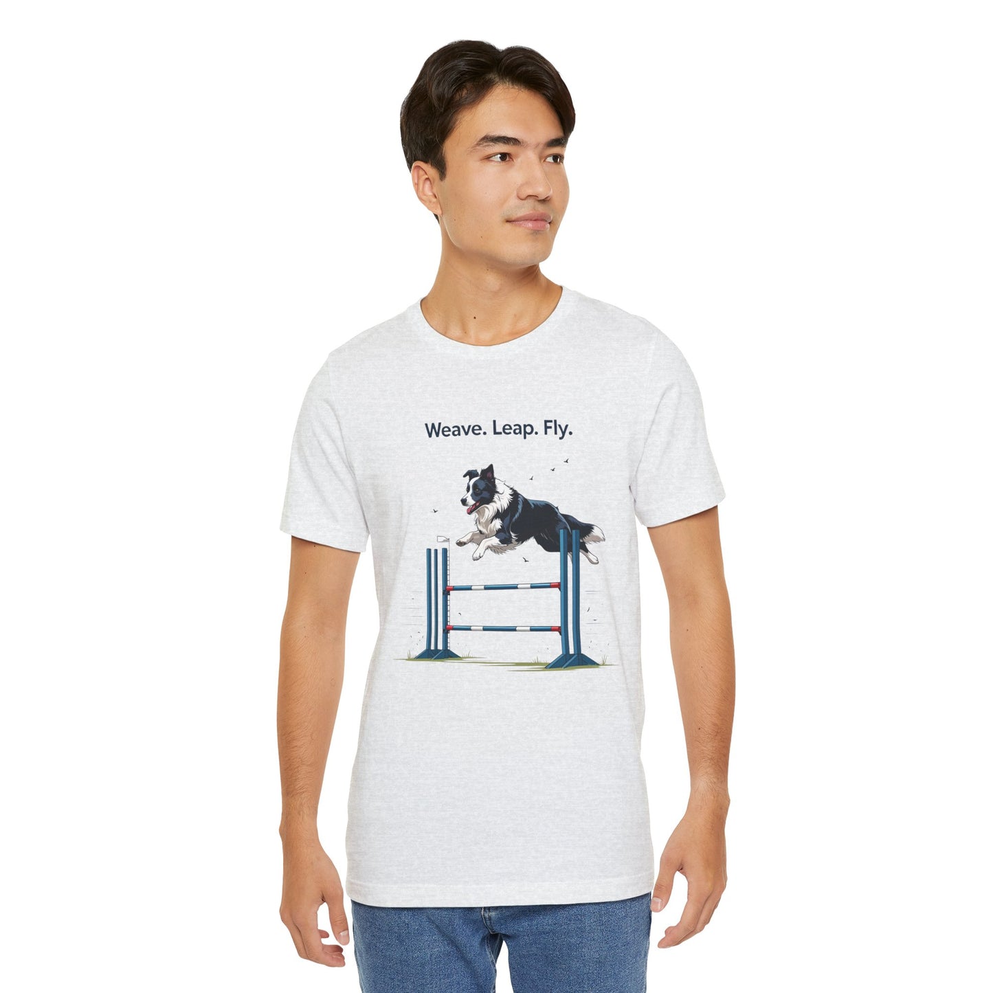 Dog Agility Spirit T-Shirt, Weave Leap Fly Tee, Gifts for Dog Lovers, Pet Enthusiasts, Animal Lovers T-Shirt, Casual Wear, Dog Show Gear