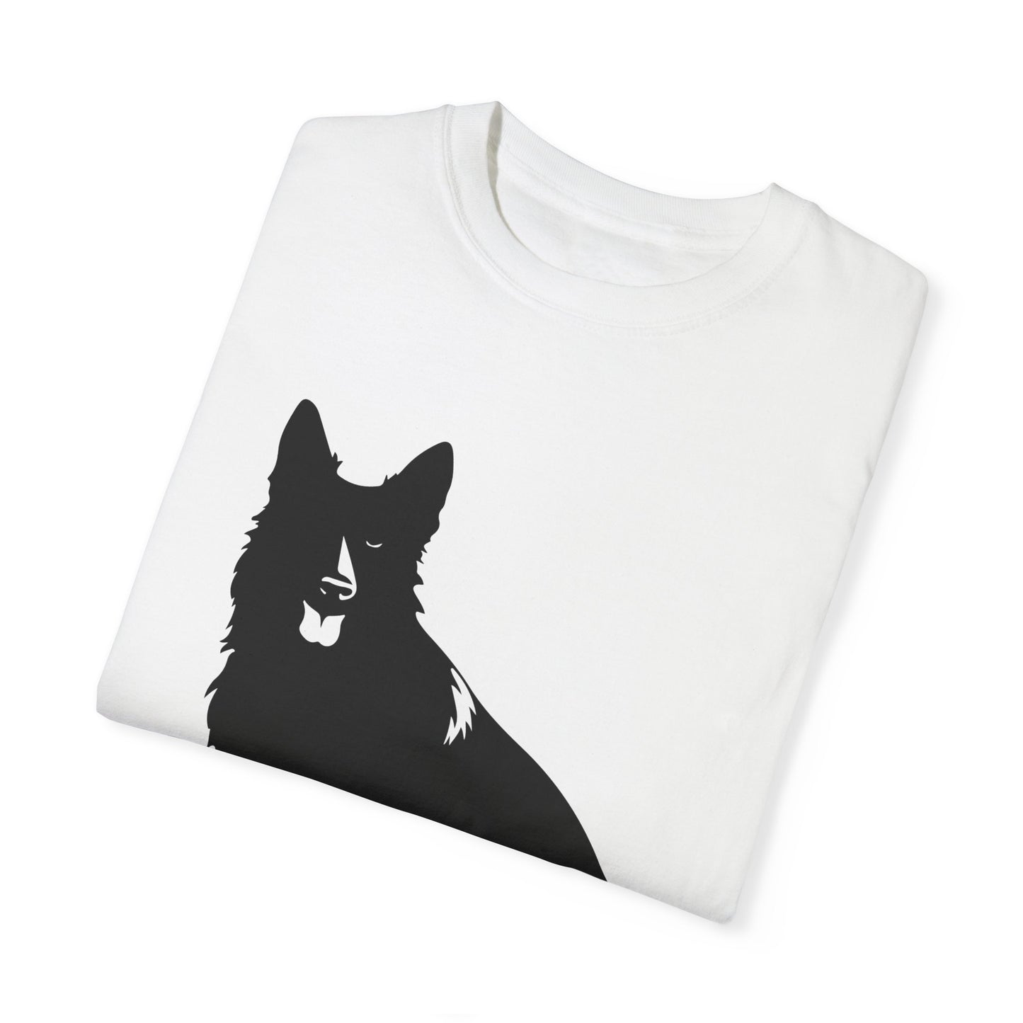 Unisex T-shirt With Graphic of Black German Shepherd Sloppy Sitting