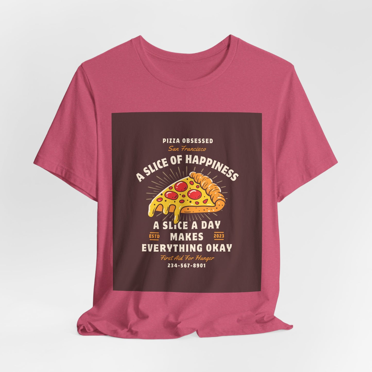 Pizza Lover's Happiness Tee, Fun Unisex T-Shirt, Casual Wear, Gift for Foodies, Pizza Party Attire, Comfortable Daily Shirt