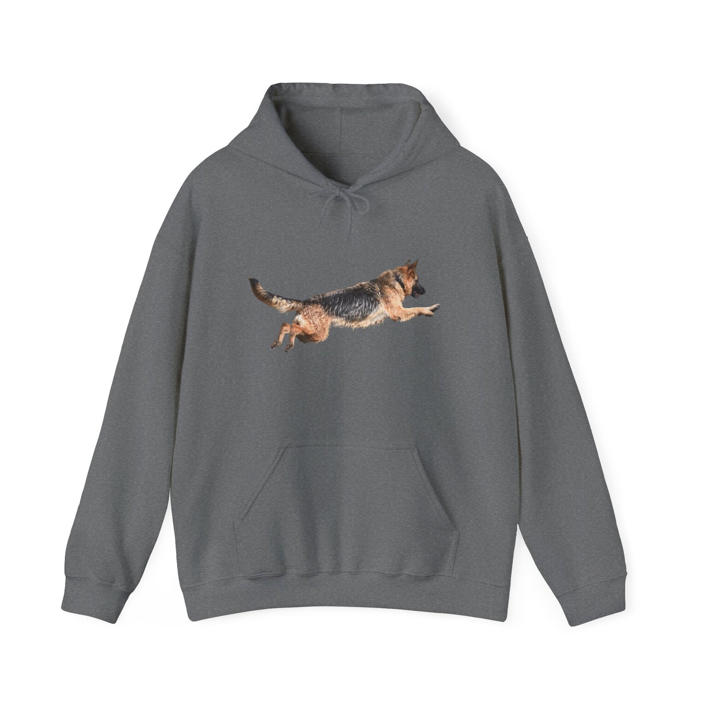 Unisex Dog Lover Hoodie With a Wet German Shepherd Jumping in the Air