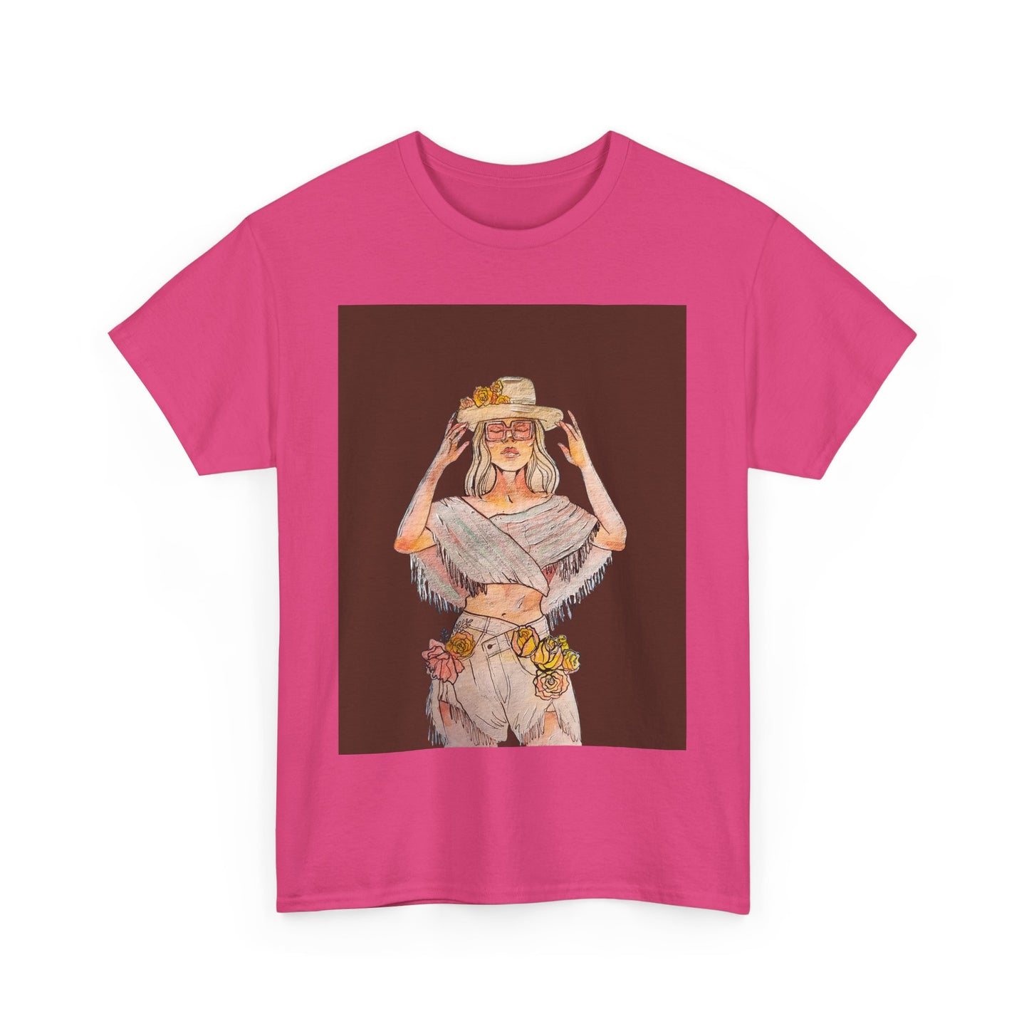 Bohemian Vibes Unisex Heavy Cotton Vintage Tee, Casual Wear, Summer Style Shirt, Gift for Her, Festival Outfit, Art-Inspired Apparel