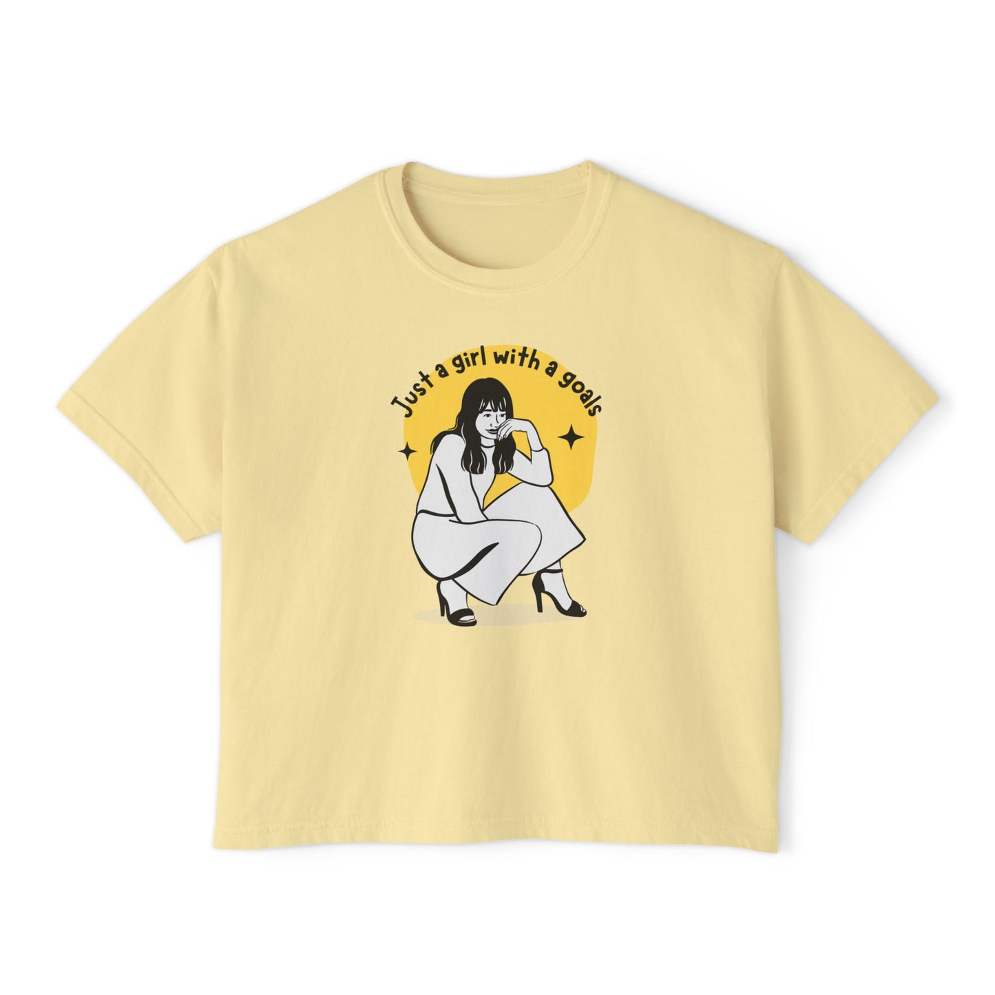 Just a Girl With Goals Women's Boxy Tee, Casual Graphic Shirt, Cute Trendy Top, Motivational Tee, Gift for Her, Everyday Wear