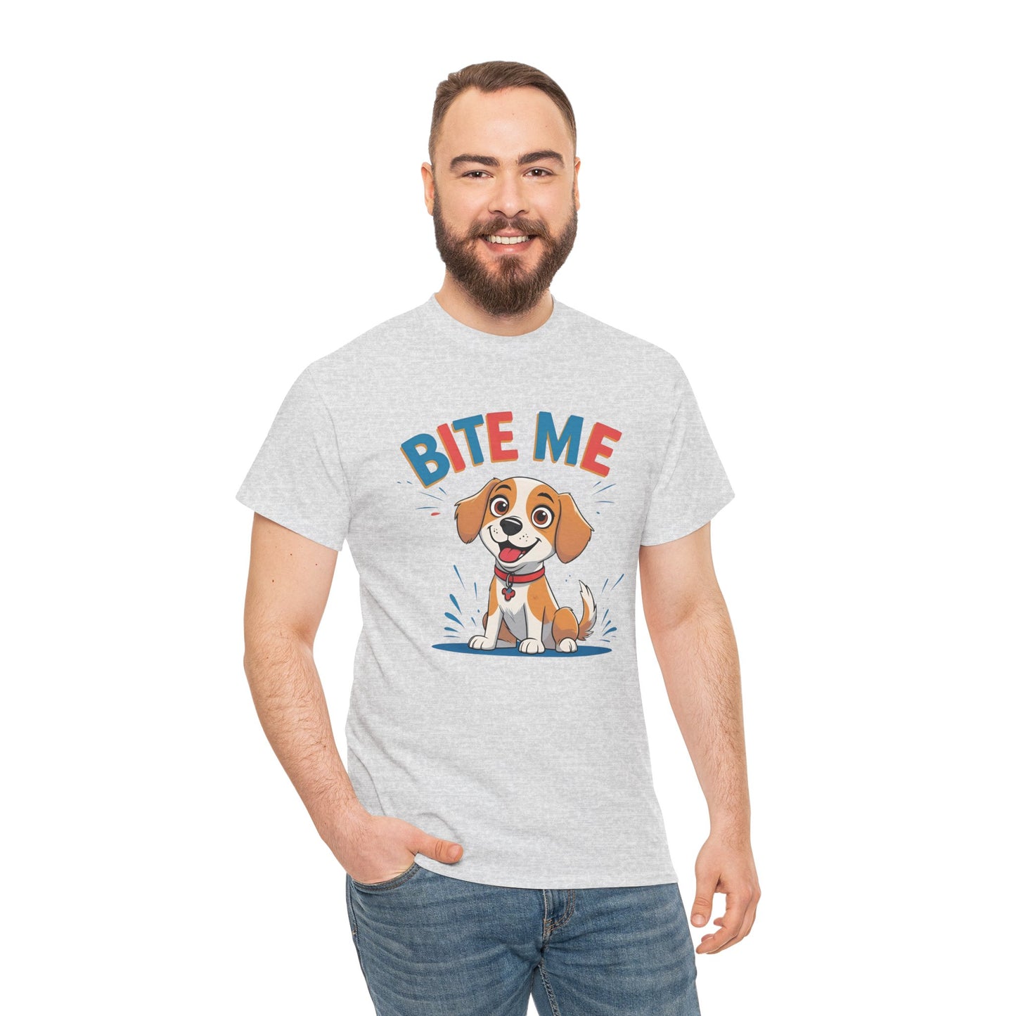 Playful Dog Lover Tee, Bite Me Unisex Cotton T-Shirt for Dog Trainers, Funny Gift for Dog Lovers, Cute Dog Apparel