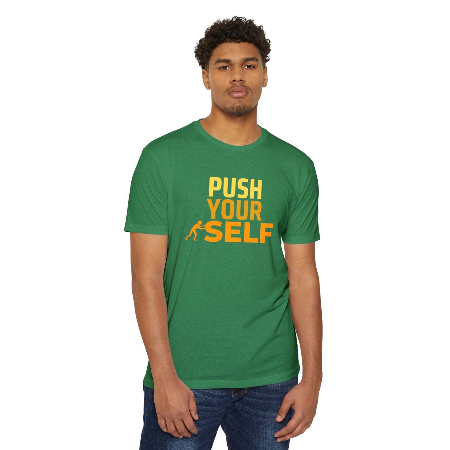 Motivational Fitness T-Shirt – "Push Your Self" - Cool Graphic Tee, Workout Shirt, Gift for Gym Lovers, Unisex Activewear, Casual Wear