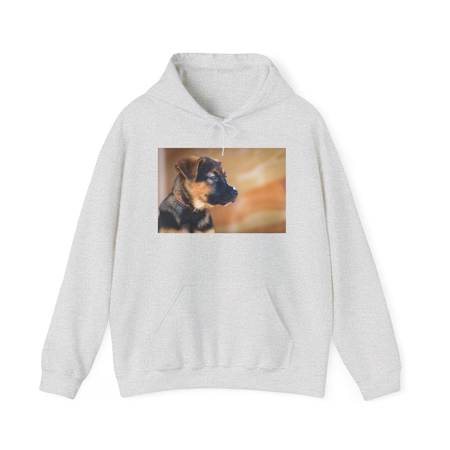 A Unisex Dog Lover Hoodie With a and Red German Shepherd Puppy With Floppy Ears