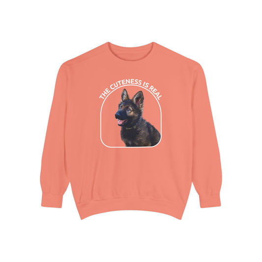 Unisex Dog Lover Sweatshirt With a Cute German Shepherd Puppy and Caption The Cuteness Is Real