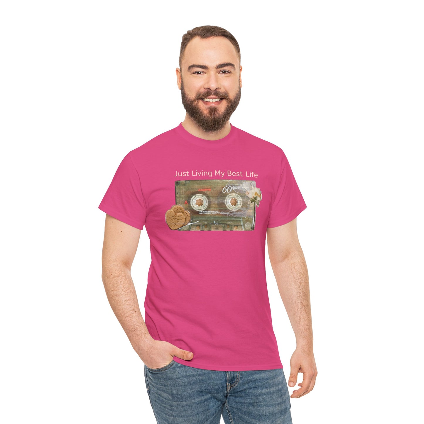 Just Living My Best Life Tee, Vintage Cassette T-Shirt, Casual Wear, Gift for Friends, Music Lover's Apparel