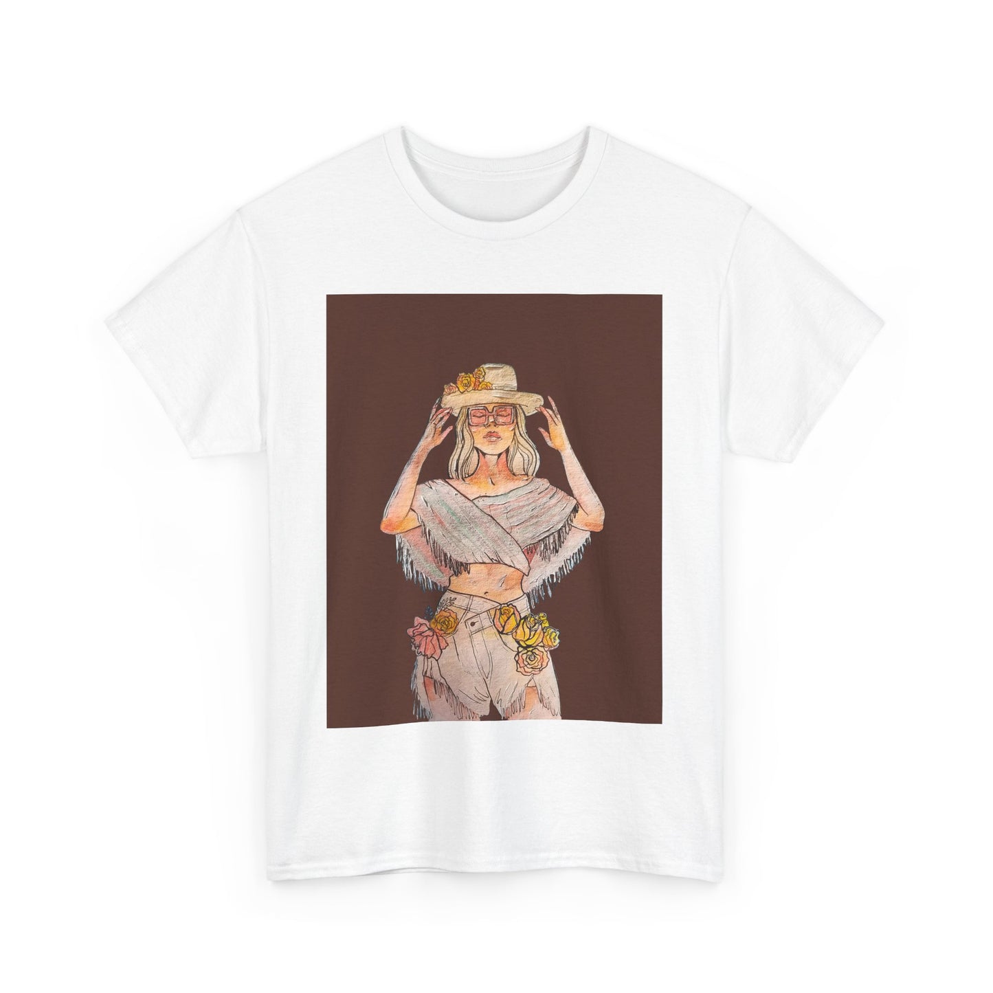 Bohemian Vibes Unisex Heavy Cotton Vintage Tee, Casual Wear, Summer Style Shirt, Gift for Her, Festival Outfit, Art-Inspired Apparel