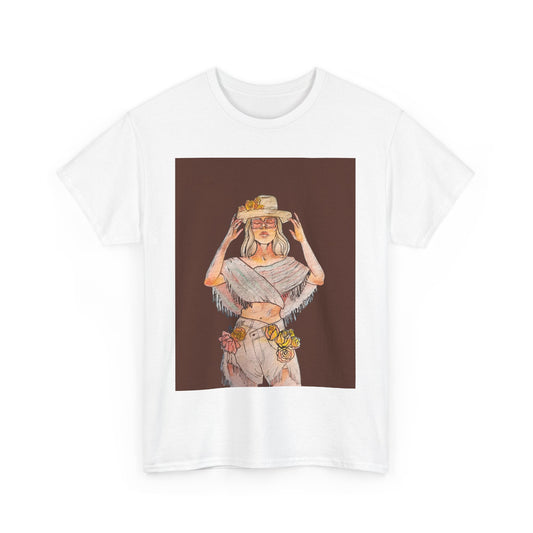 Bohemian Vibes Unisex Heavy Cotton Vintage Tee, Casual Wear, Summer Style Shirt, Gift for Her, Festival Outfit, Art-Inspired Apparel