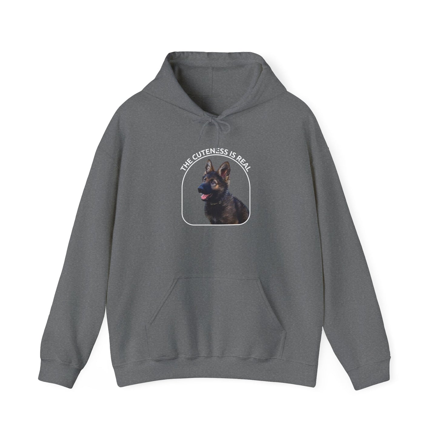 Unisex Dog Lover Hoodie With Cute German Shepherd Puppy and Caption The Cuteness Is Real