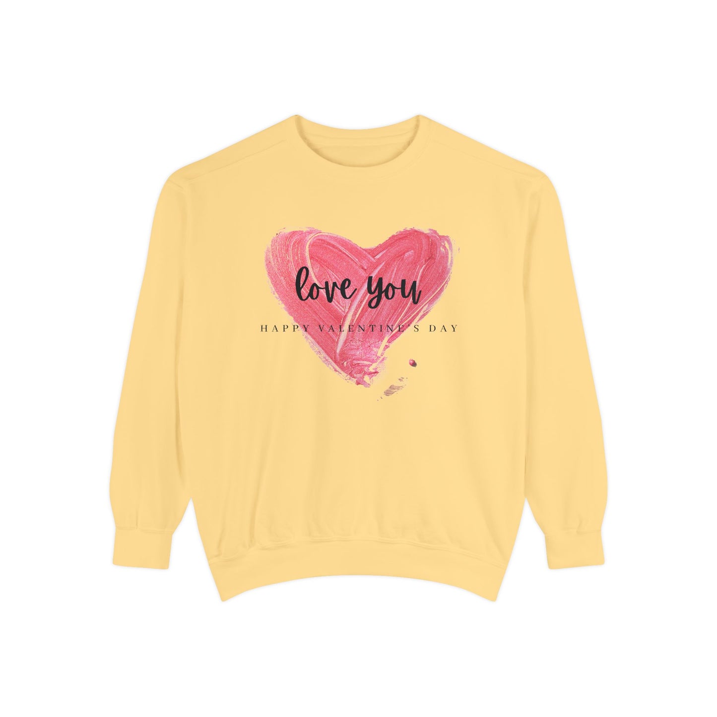 Unisex Valentine's Day Sweatshirt With Brush Art of Red Heart and Caption Love You Inside