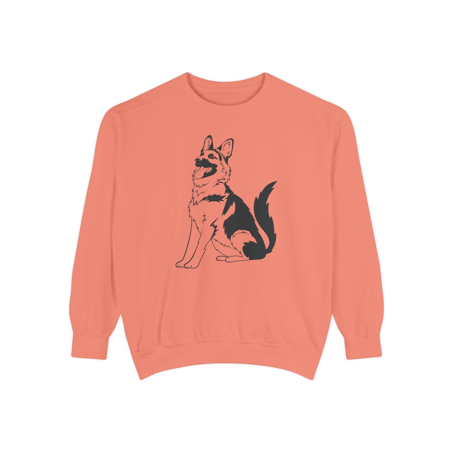 Unisex Dog Lover Sweatshirt With a Graphic of Black and Transparent German Shepherd Sloppily Sitting
